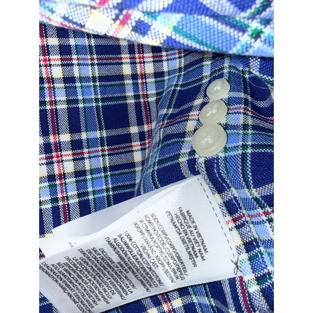 Polo Ralph Lauren Button Down Mens size Medium Blue Plaid Classic Fit Cotton